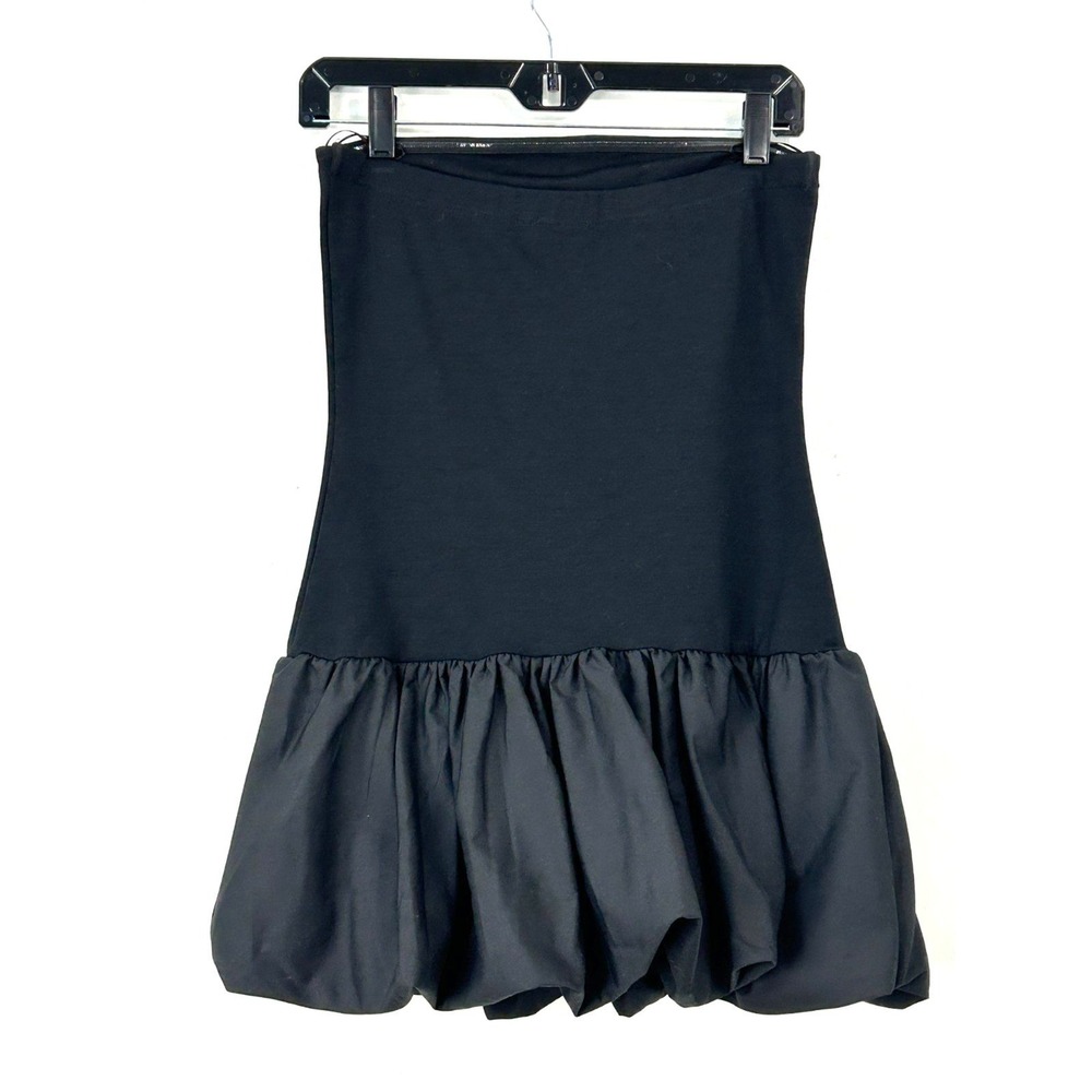 Good Luck Gem Dress Womens M Black Strapless Bubble Hem Mini Party Whimsygoth